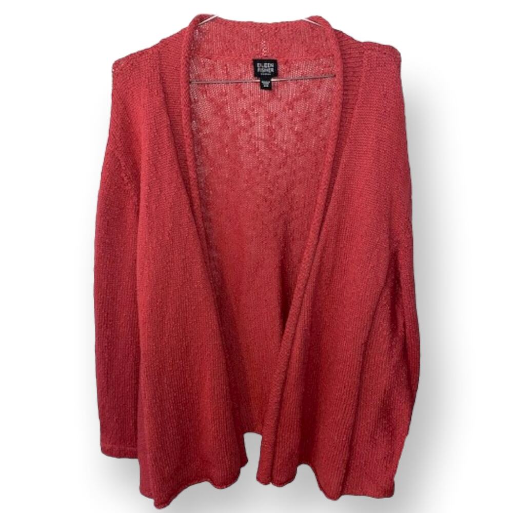 Eileen Fisher Sz 3xl  open cardigan Coral EUC HTF
